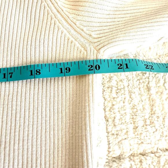 Requirements Womens XL White Long Sleeve Ribbed Button-up Sweater Casual Career - Picture 7 of 9